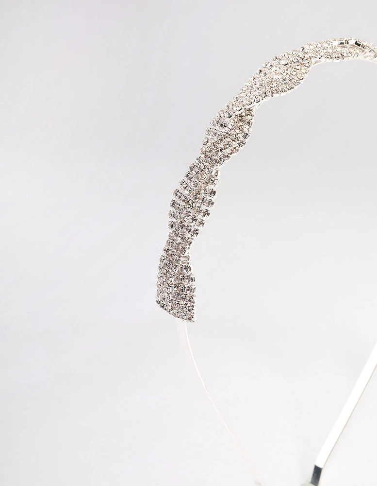 Silver Weaved Diamante Headband