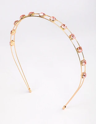 Gold Double Band Diamante Headband