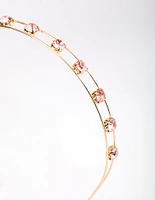 Gold Double Band Diamante Headband