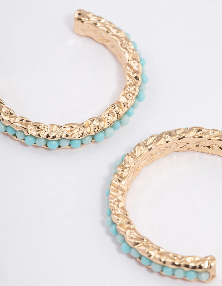 Gold Beaded Hoop Earrings