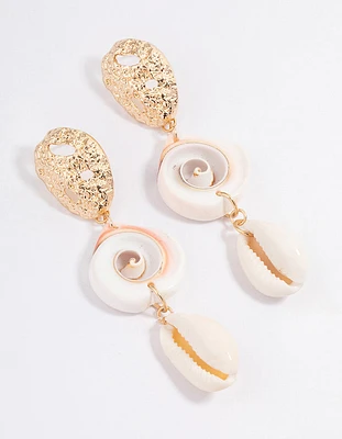 Gold Shell Drop Earrings