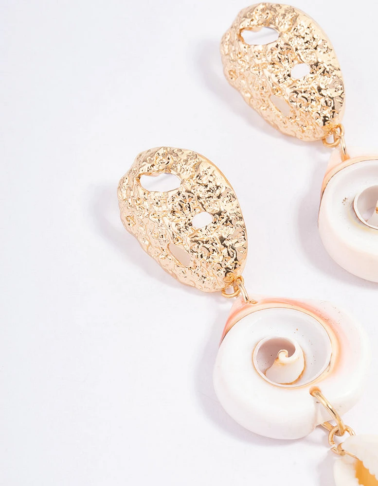 Gold Shell Drop Earrings