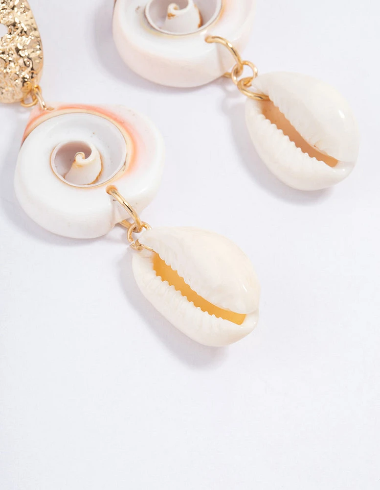 Gold Shell Drop Earrings