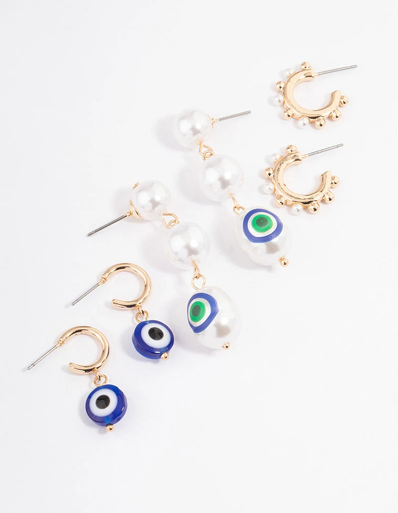 Gold Evil Eye Multi-Pack Earrings