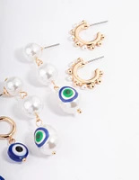 Gold Evil Eye Multi-Pack Earrings