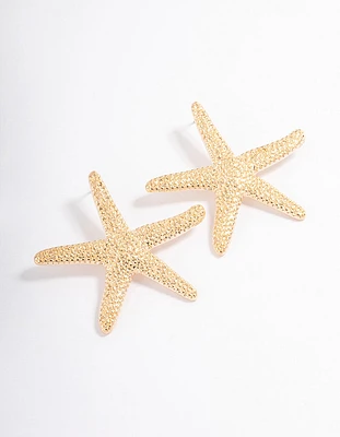 Gold Statement Star Earrings