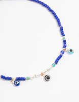 Gold Evil Eye Multi-Row Choker