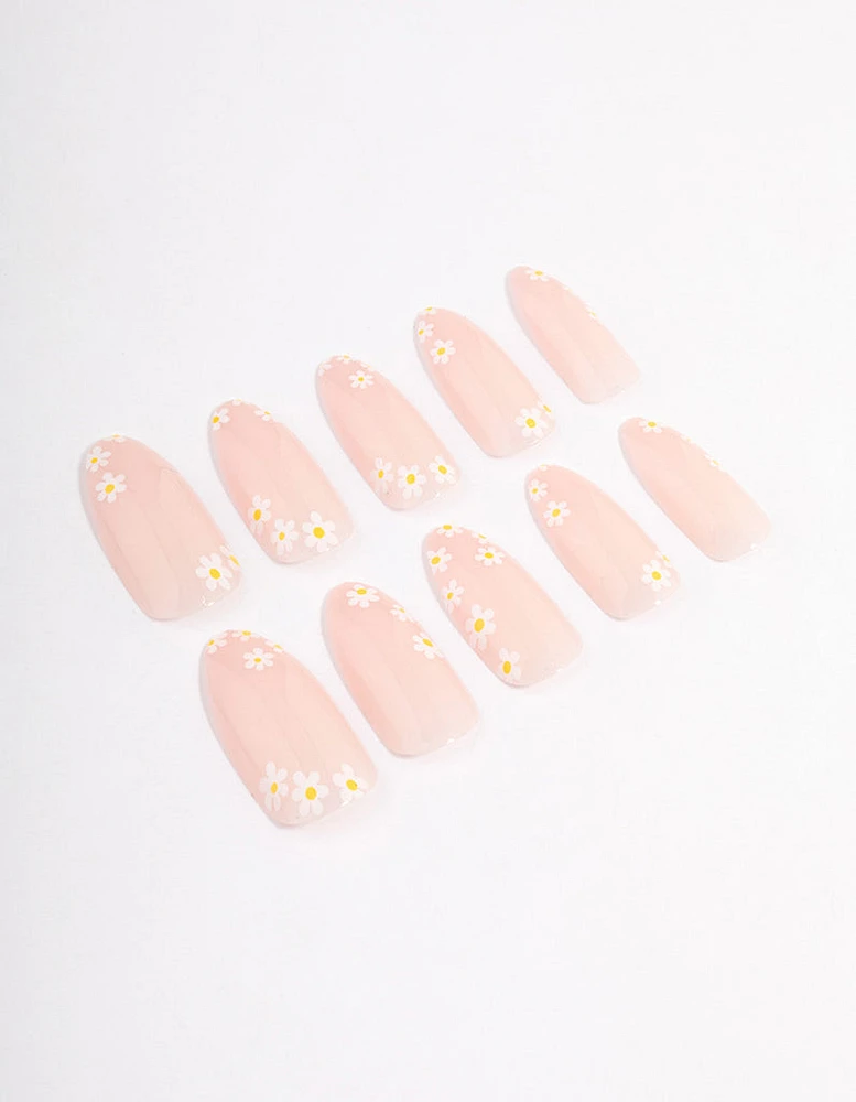 Neutral Daisy Flower Press On Nails