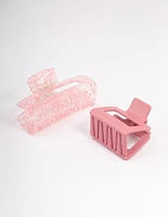 Plastic Pink Rectangle Claw Clip Pack