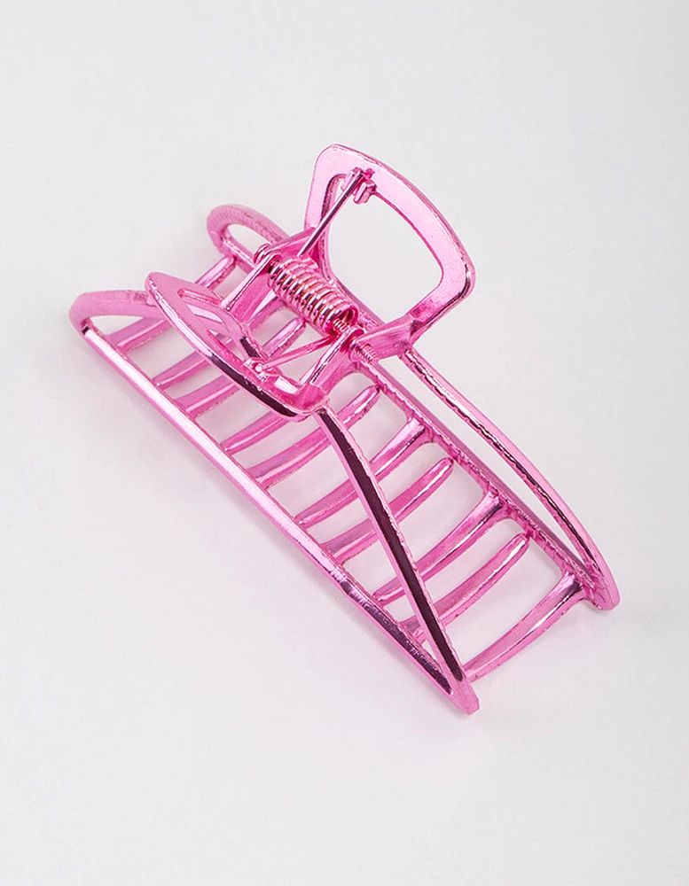 Coated Pink Outline Claw Clip