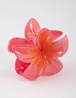 Plastic Pink Tropical Flower Claw Clip