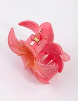 Plastic Pink Tropical Flower Claw Clip