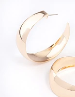 Gold Smooth Thick Hoop Earrings