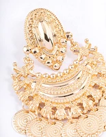 Gold Statement Disc Drop Chandbali Earrings