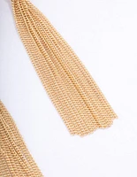 Gold Loop Link Tassel Drop Earrings