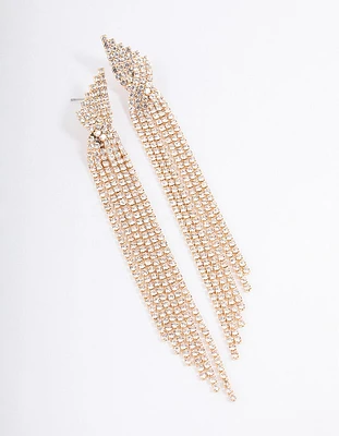 Gold Statement Strand Twisted Drop Earrings