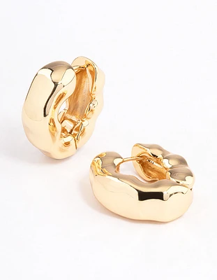 Gold Plated Chubby Warped Hoop Earrings