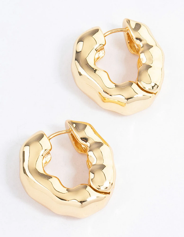 Gold Plated Chubby Warped Hoop Earrings