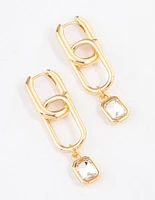 Gold Plated Open Oval Radiant Drop Earrings