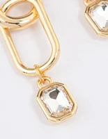 Gold Plated Open Oval Radiant Drop Earrings