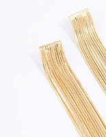 Gold Plated Box Chain Waterfall Drop Earrings