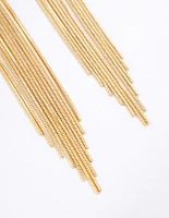 Gold Plated Box Chain Waterfall Drop Earrings