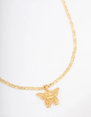 Gold Plated Mariner Chain Butterfly Necklace