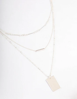 Silver Plated Dainty Rectangle Layered Necklace