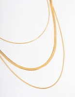 Gold Plated Max Width Snake Layered Necklace
