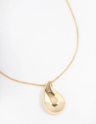 Gold Plated Box Chain Drop Necklace