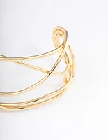 Gold Plated Organic Wire Cuff Bangle