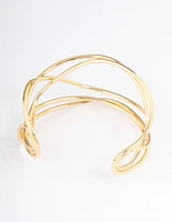 Gold Plated Organic Wire Cuff Bangle