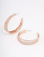 Rose Gold Triple Illusion Statement Hoop Earrings