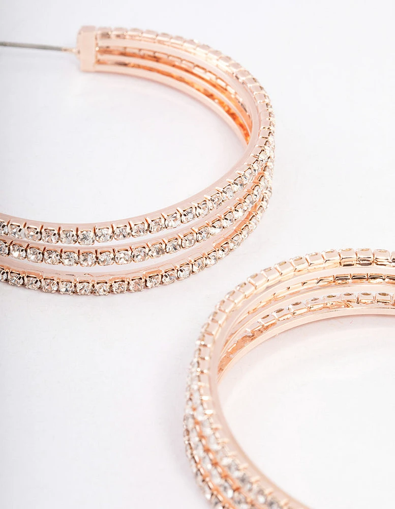 Rose Gold Triple Illusion Statement Hoop Earrings