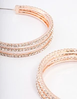 Rose Gold Triple Illusion Statement Hoop Earrings