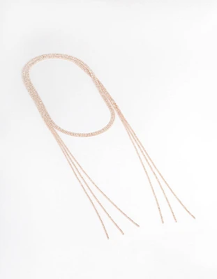 Rose Gold Triple Row Cupchain Scarf Necklace