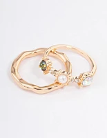 Gold Small Jewels Statement Pack Ring