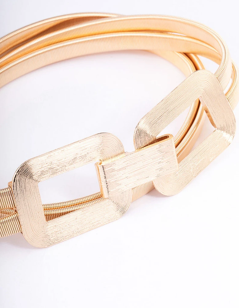 Gold Rectangle Buckle Stretch Belt