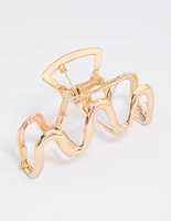 Gold Small Metal Wavy Claw Clip