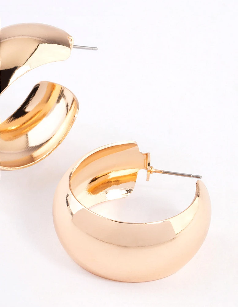 Gold Smooth Thick Hoop Earrings 25cm