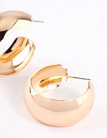 Gold Smooth Thick Hoop Earrings 25cm