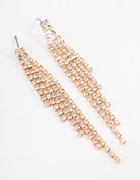 Gold Graduated Five Row Cupchain Drop Earrings