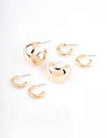 Gold Mixed Hoop Earring Pack