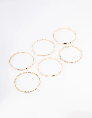 Gold Twisted & Plain Bracelet 6-Pack