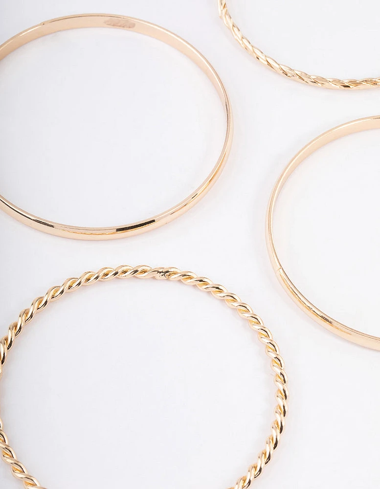 Gold Twisted & Plain Bracelet 6-Pack