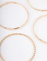 Gold Twisted & Plain Bracelet 6-Pack