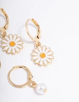 Gold Pearl & Daisy Earrings Pack