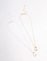 Diamante Butterfly Bestie Necklace Pack