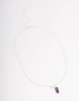Silver Amethyst & Pearl Necklace