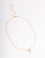 Gold Rose Quartz & Pearl Necklace